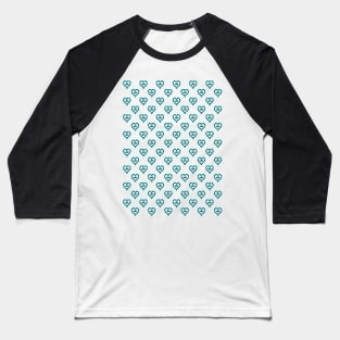 Love Heart in Turquoise Color Pattern Baseball T-Shirt